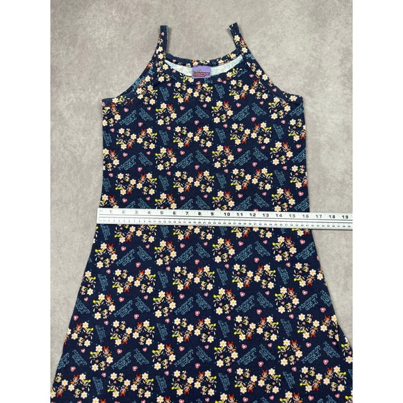 VTG Y2K The Powerpuff Girls Cartoon Network Kids L Dress Navy Blue Floral 2000s - Picture 6 of 10